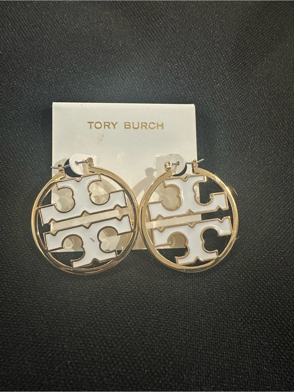 Tory Burch Gold Logo Cutout Hoop Earrings